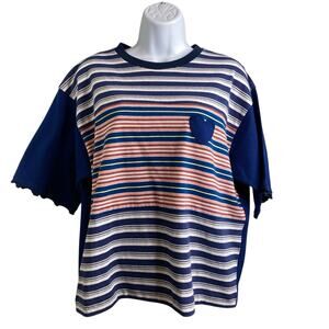 Muveil Women's Striped Top Size 40 Dreamland‎ Preppy Edgy Streetwear Japan Vibes
